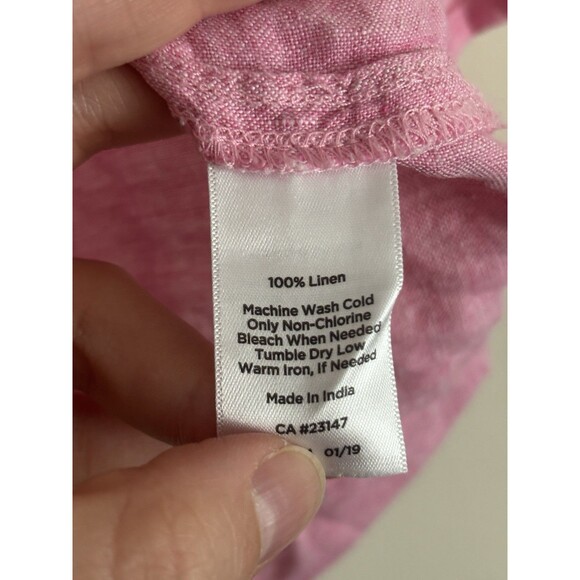 Talbots Plus 3X 100% LINEN Sleeveless Tunic Top Pink Split V Neck Lagenlook - Picture 5 of 6